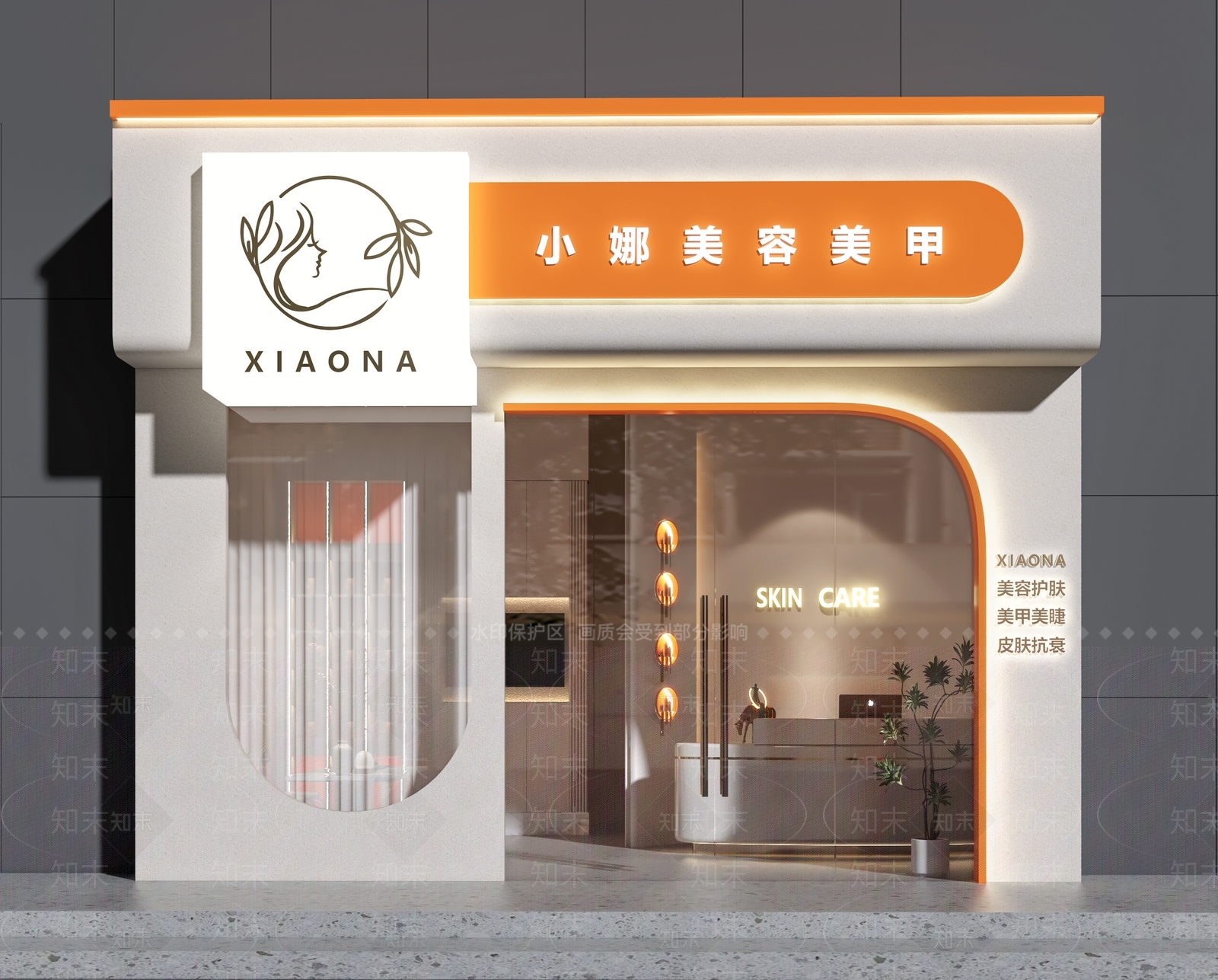 现代美甲店门头设计3D模型下载【ID:1156809588】