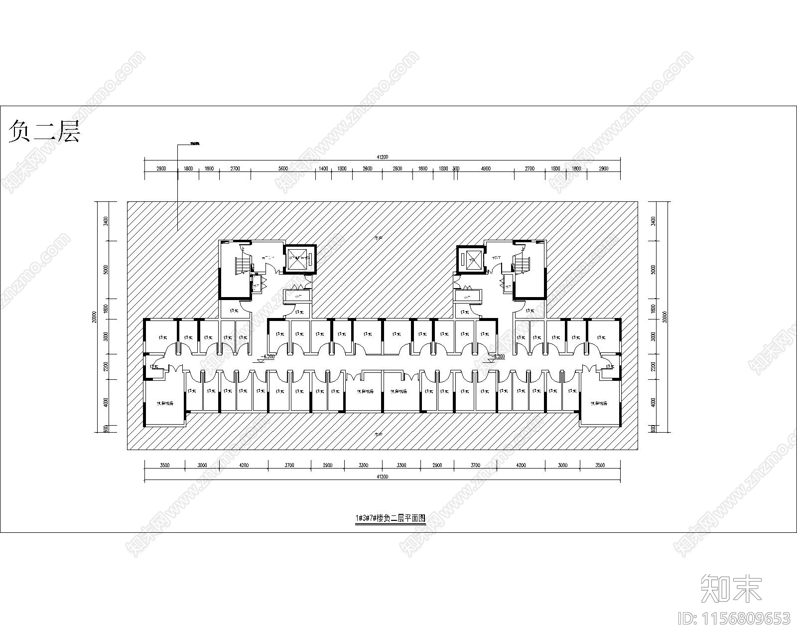 119拼136一梯四户一类高层全套图纸cad施工图下载【ID:1156809653】