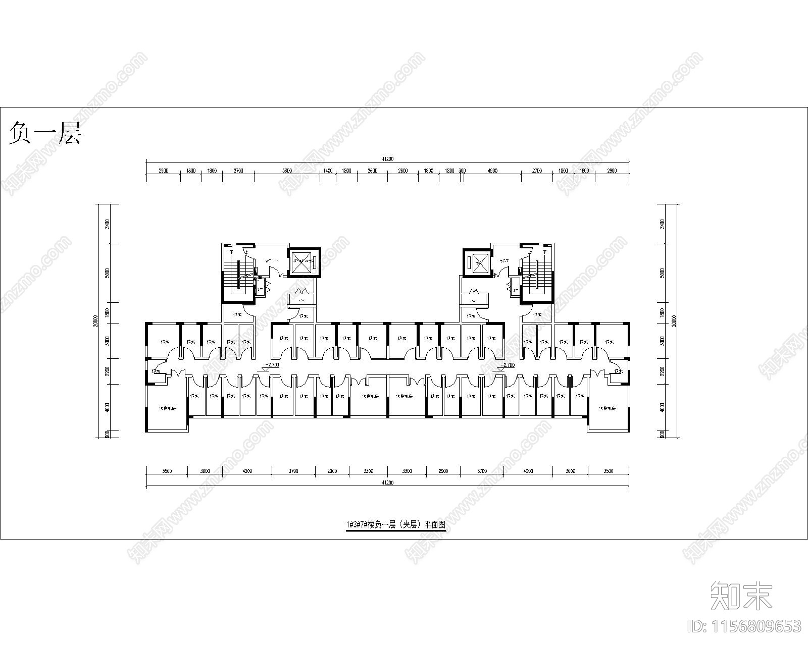 119拼136一梯四户一类高层全套图纸cad施工图下载【ID:1156809653】