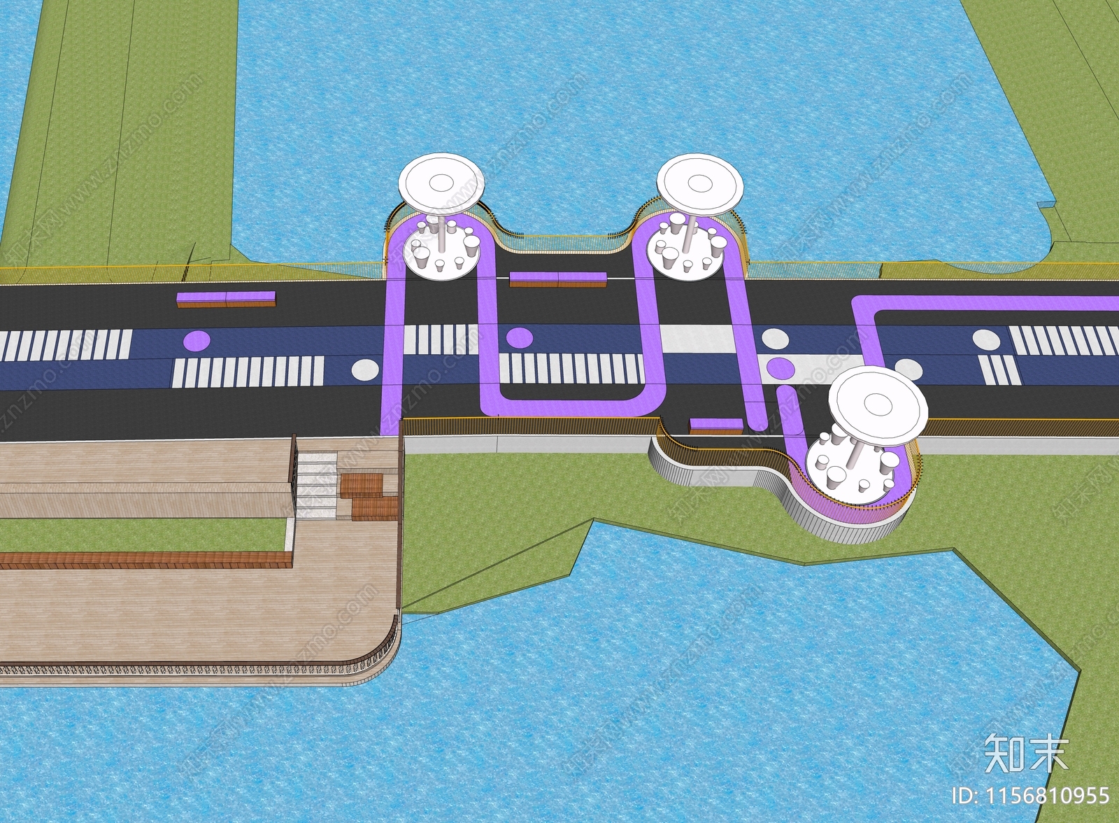 现代公园绿道节点SU模型下载【ID:1156810955】