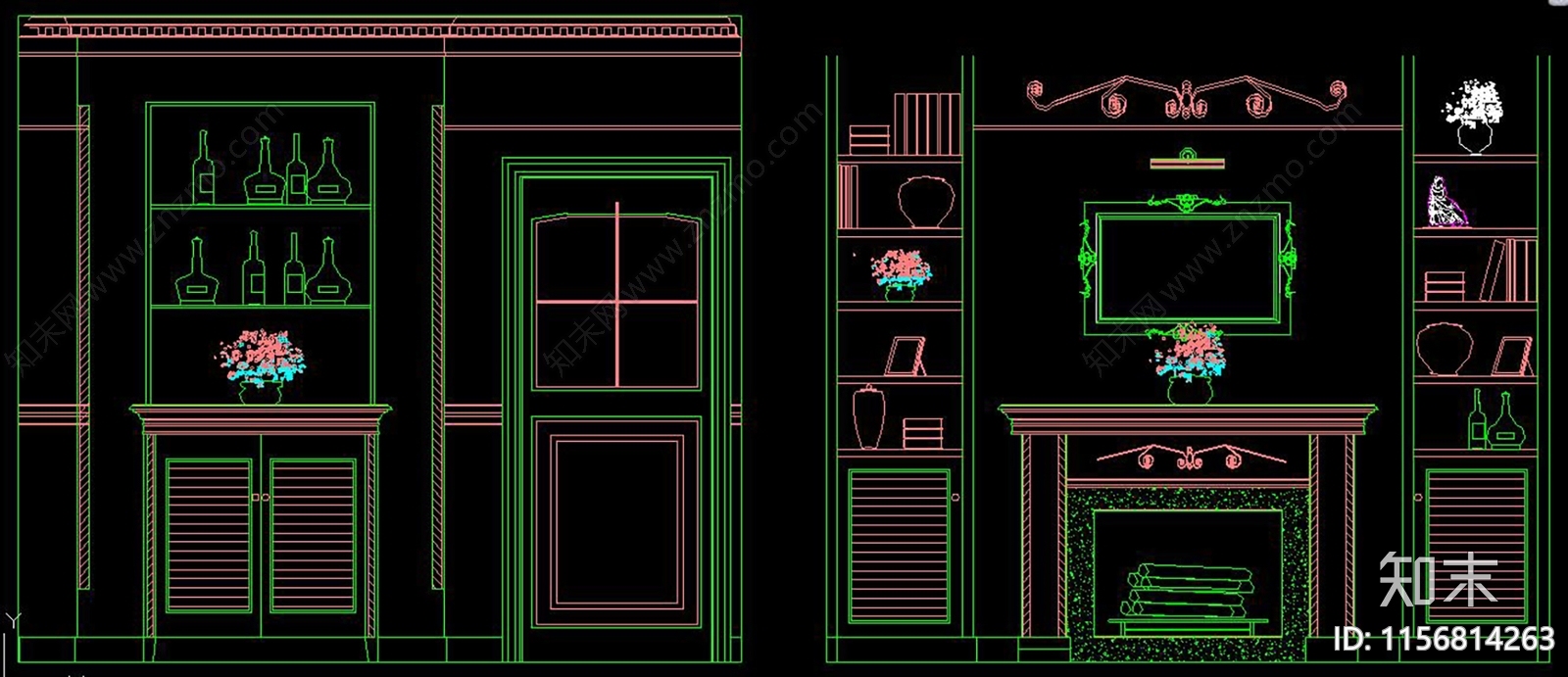 中式建筑图库建筑立面cad施工图下载【ID:1156814263】