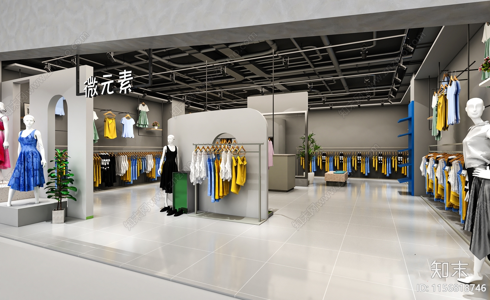 现代服装店3D模型下载【ID:1156818746】