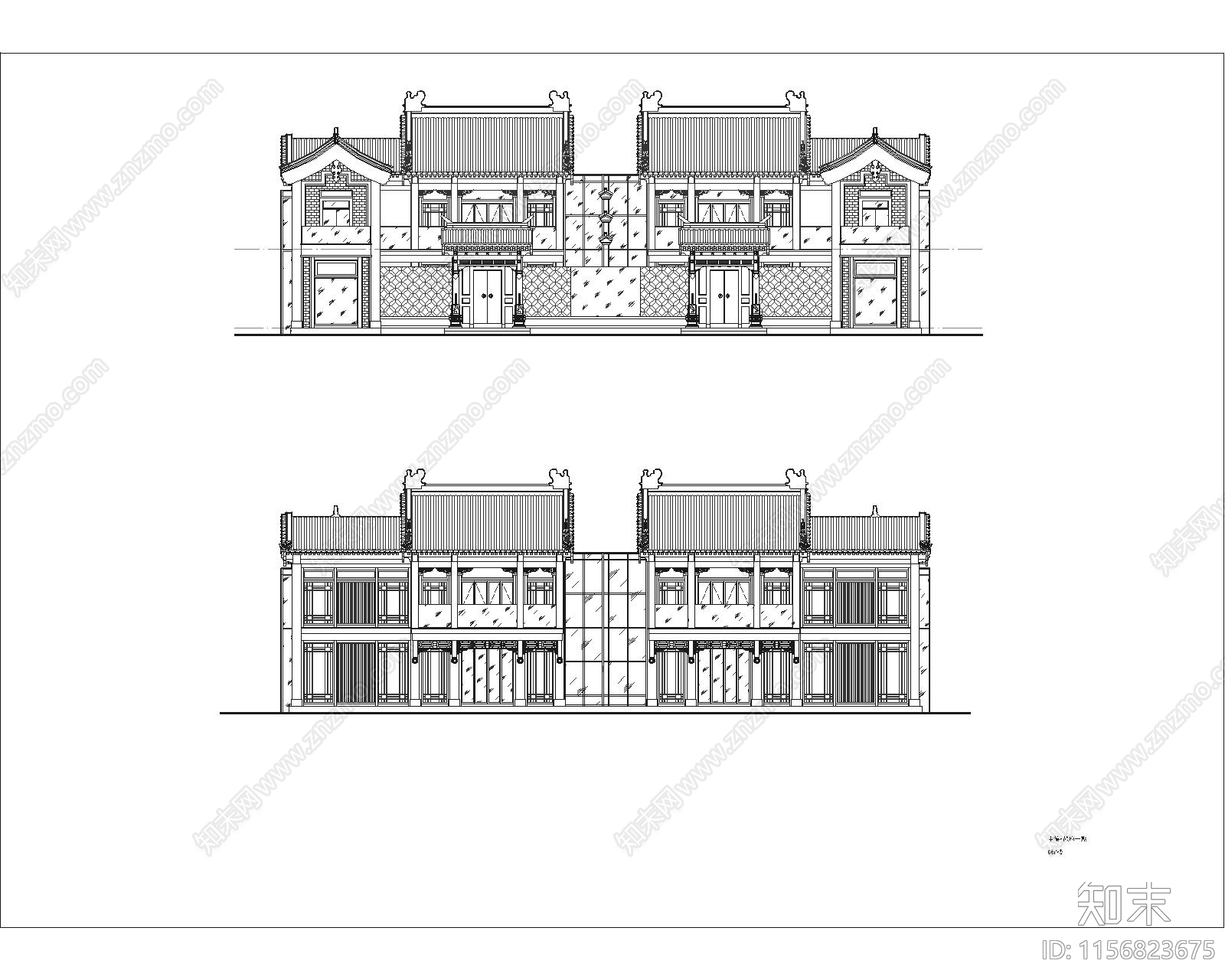 首开区合院建筑图cad施工图下载【ID:1156823675】
