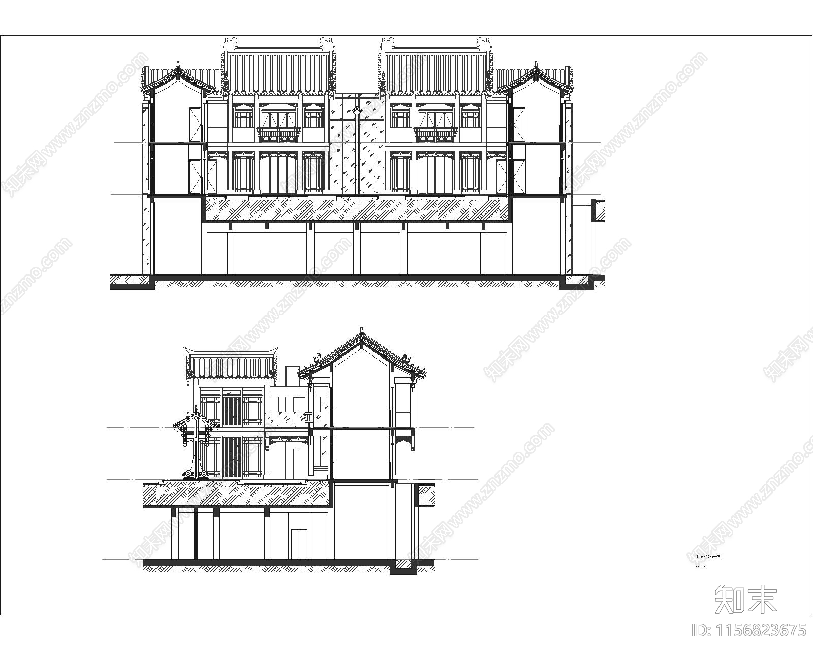 首开区合院建筑图cad施工图下载【ID:1156823675】