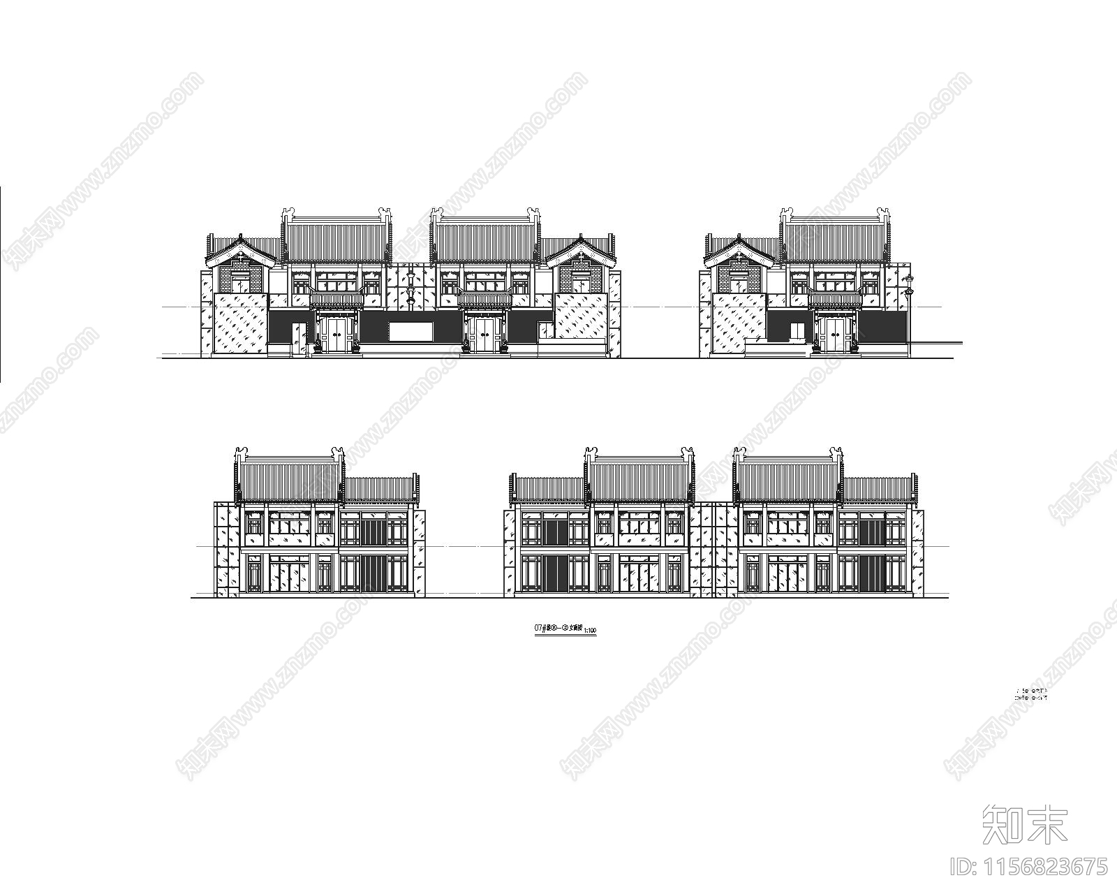 首开区合院建筑图cad施工图下载【ID:1156823675】