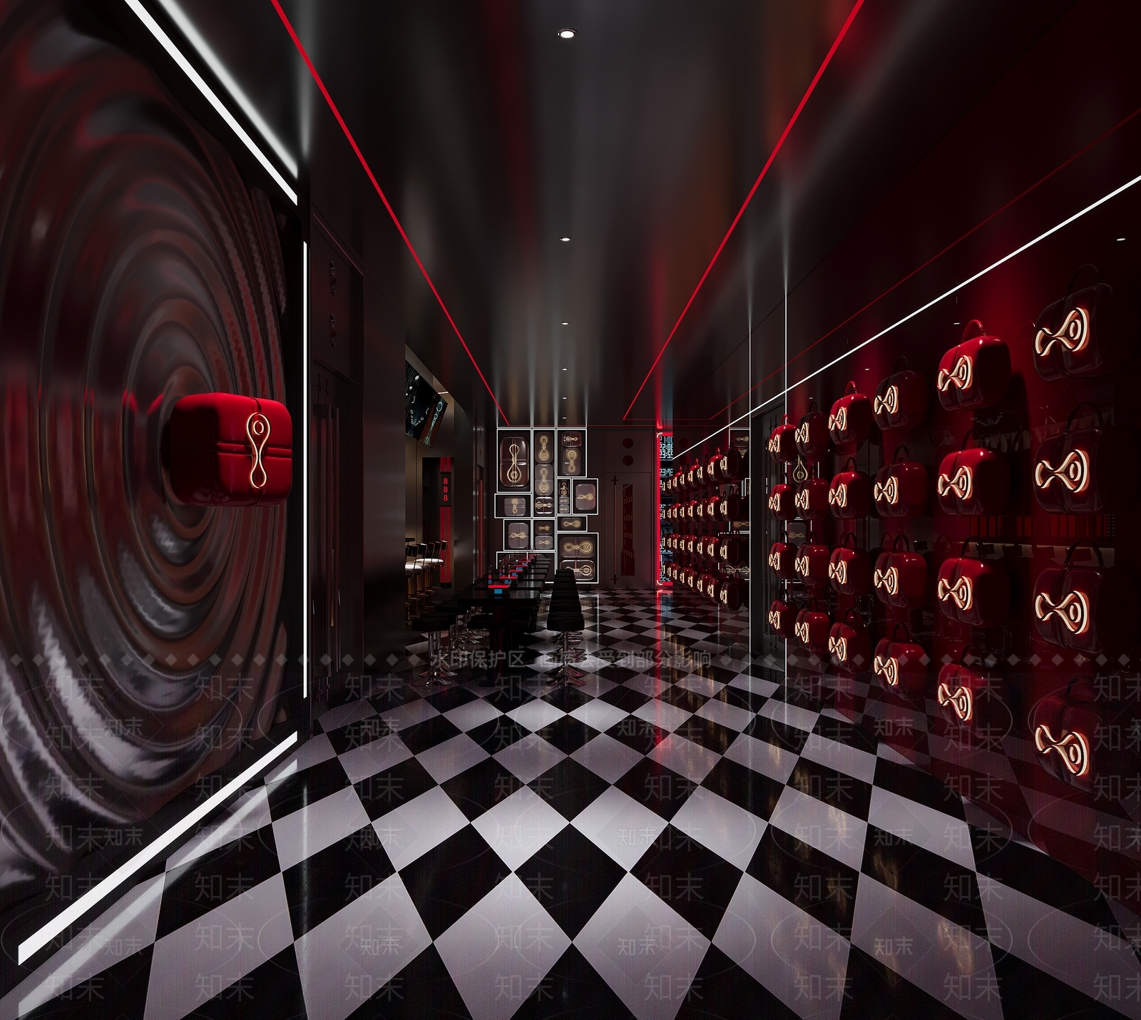现代酒吧走廊3D模型下载【ID:1156825709】