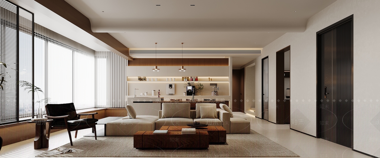 深色餐岛台餐桌椅3D模型下载【ID:1227351324】