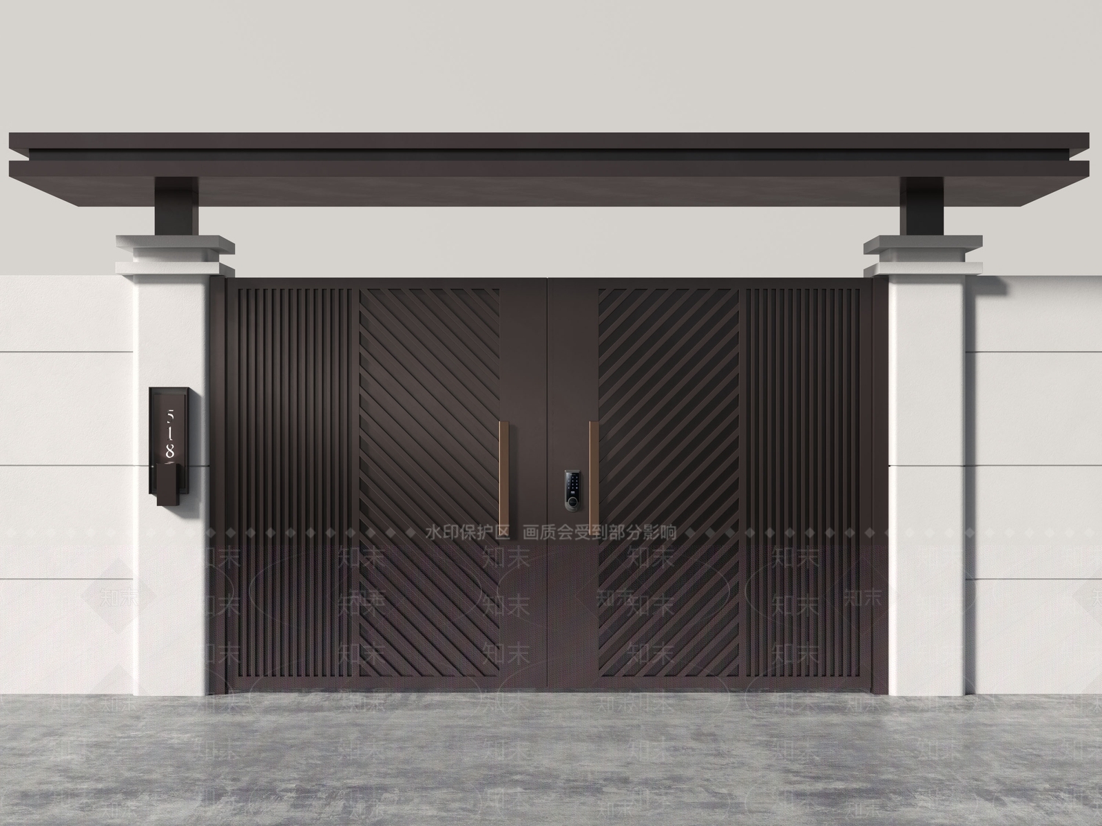 现代别墅门3D模型下载【ID:1156831682】