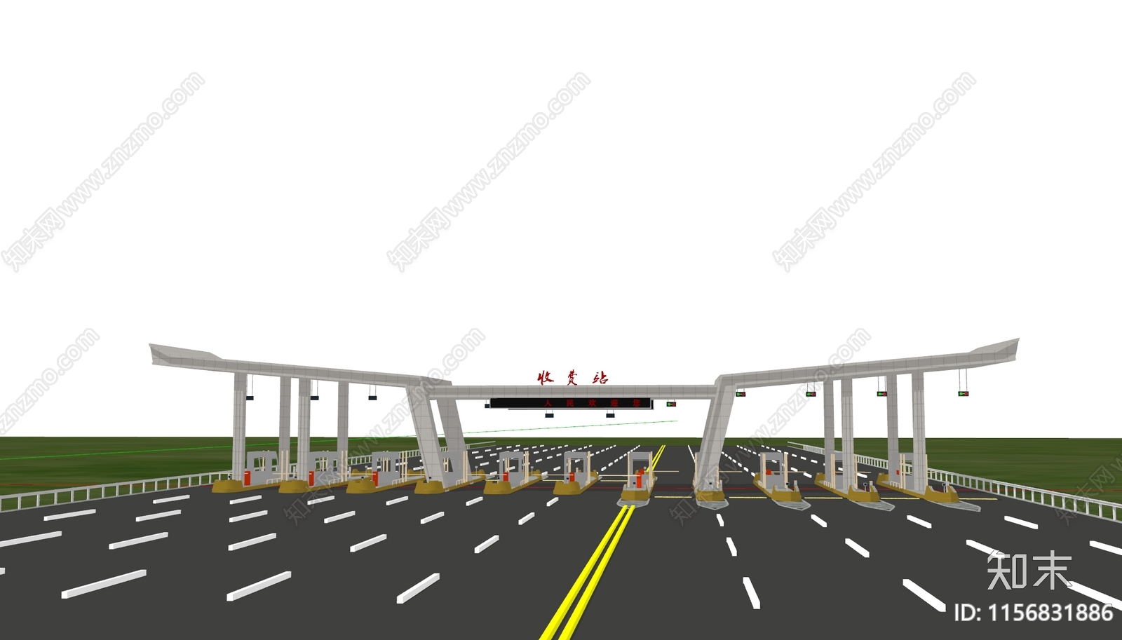 现代高速收费站SU模型下载【ID:1156831886】