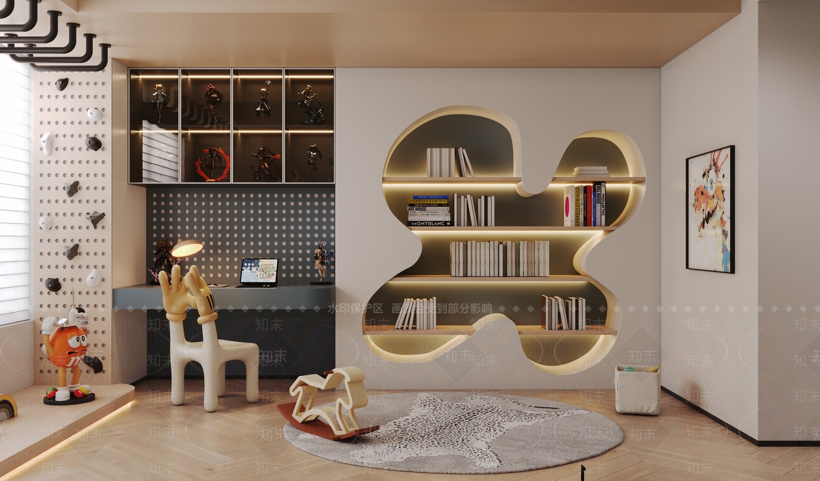 嵌入式展示柜书房3D模型下载【ID:1227490368】
