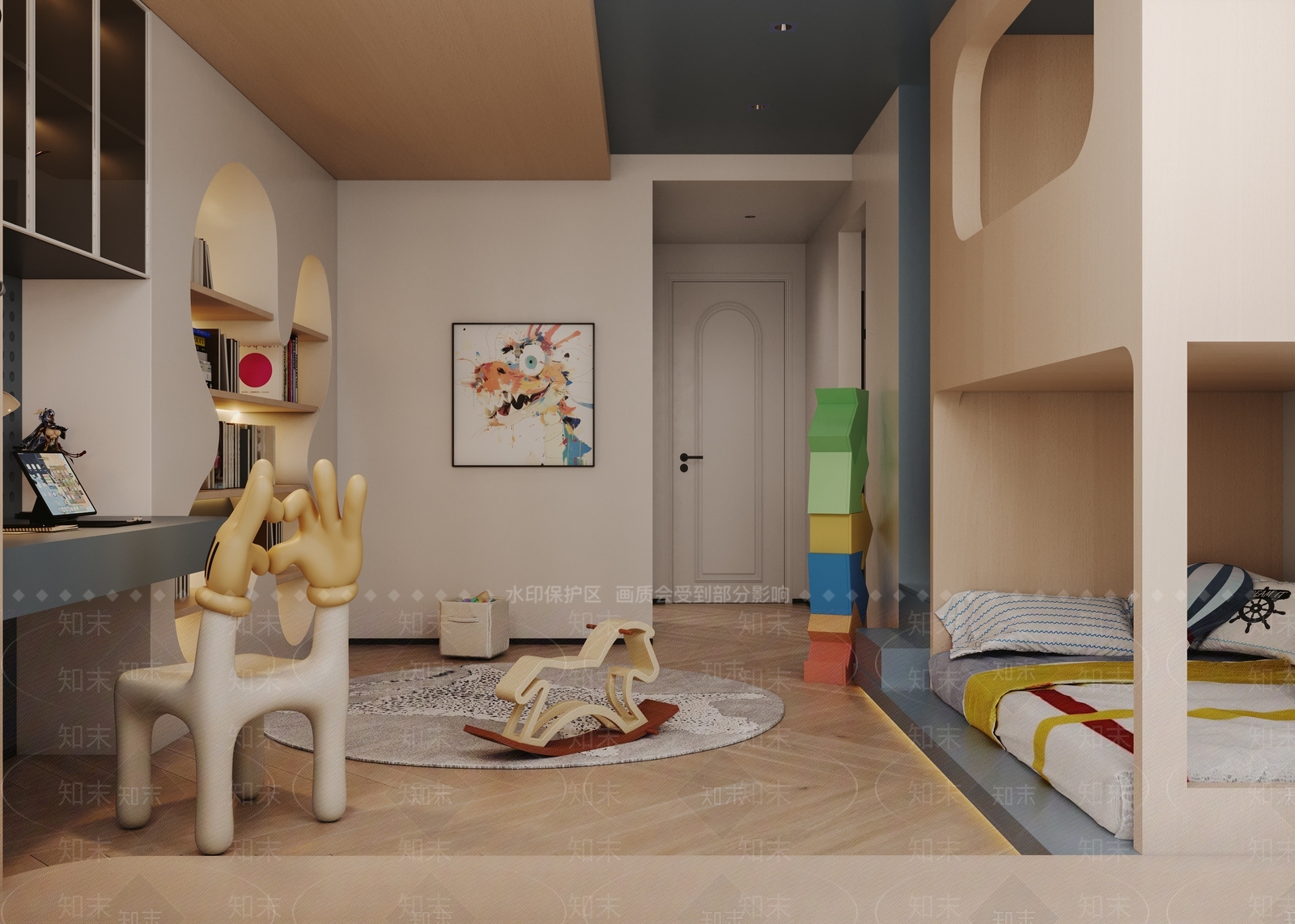 嵌入式展示柜书房3D模型下载【ID:1227490368】