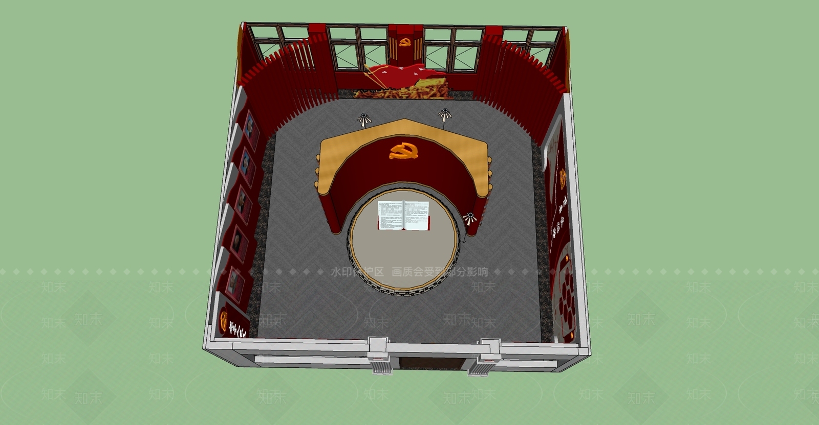 现代党建展厅SU模型下载【ID:1156832515】
