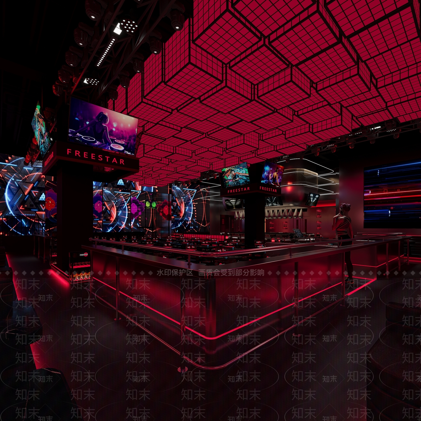 现代酒吧大厅3D模型下载【ID:1156833285】