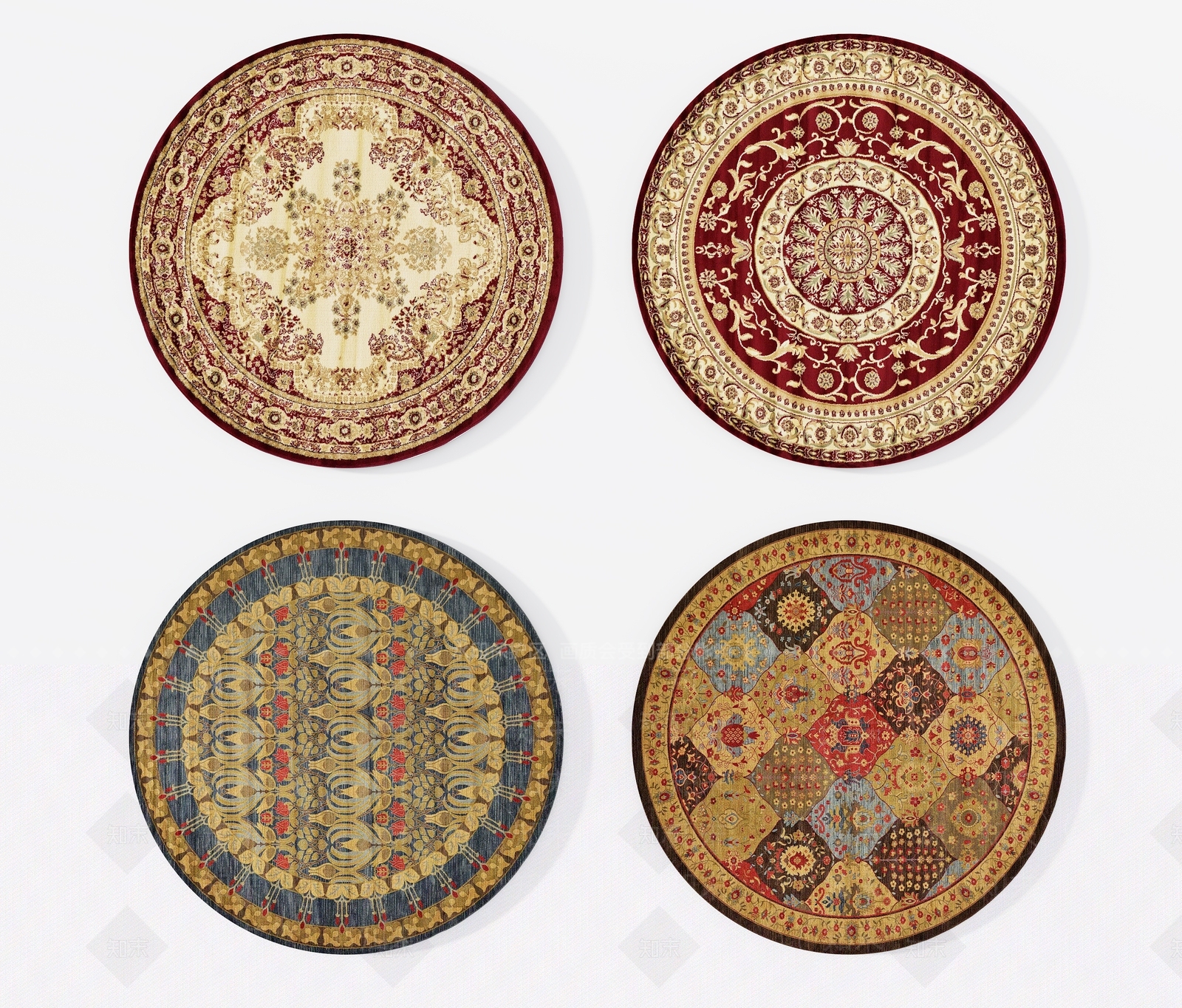 欧式古典红咖色地毯3D模型下载【ID:1156834640】