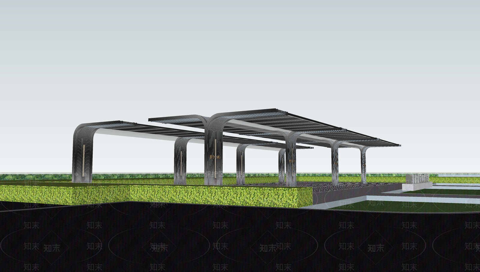 现代非机动车棚SU模型下载【ID:1156838135】