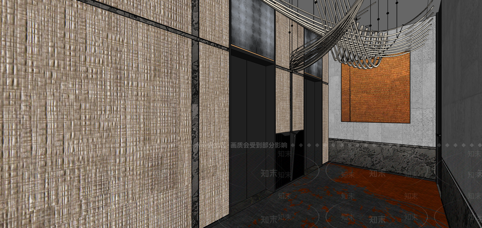 现代电梯厅SU模型下载【ID:1156845501】