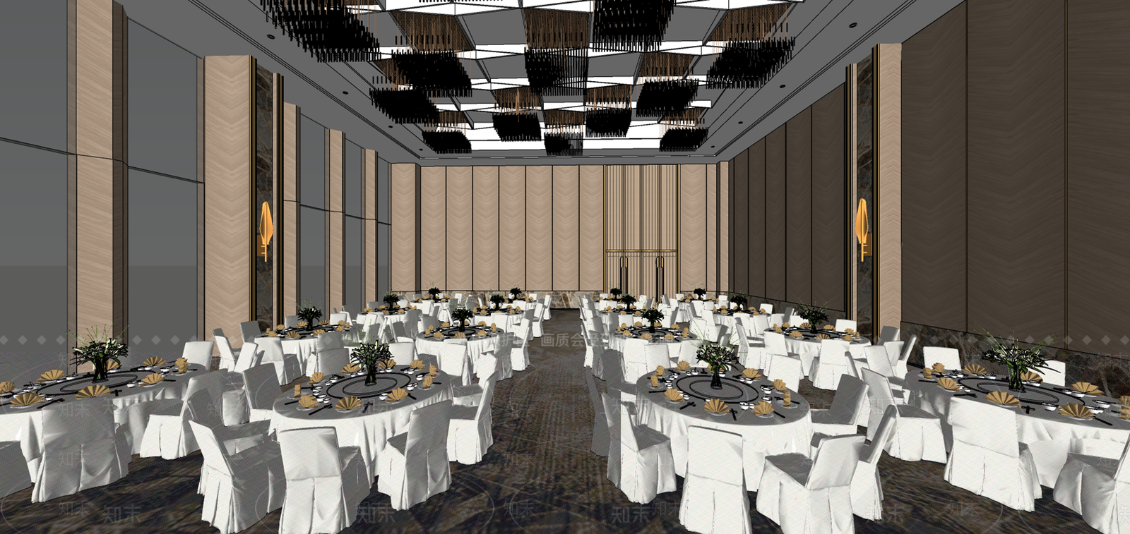 现代宴会厅SU模型下载【ID:1156846746】