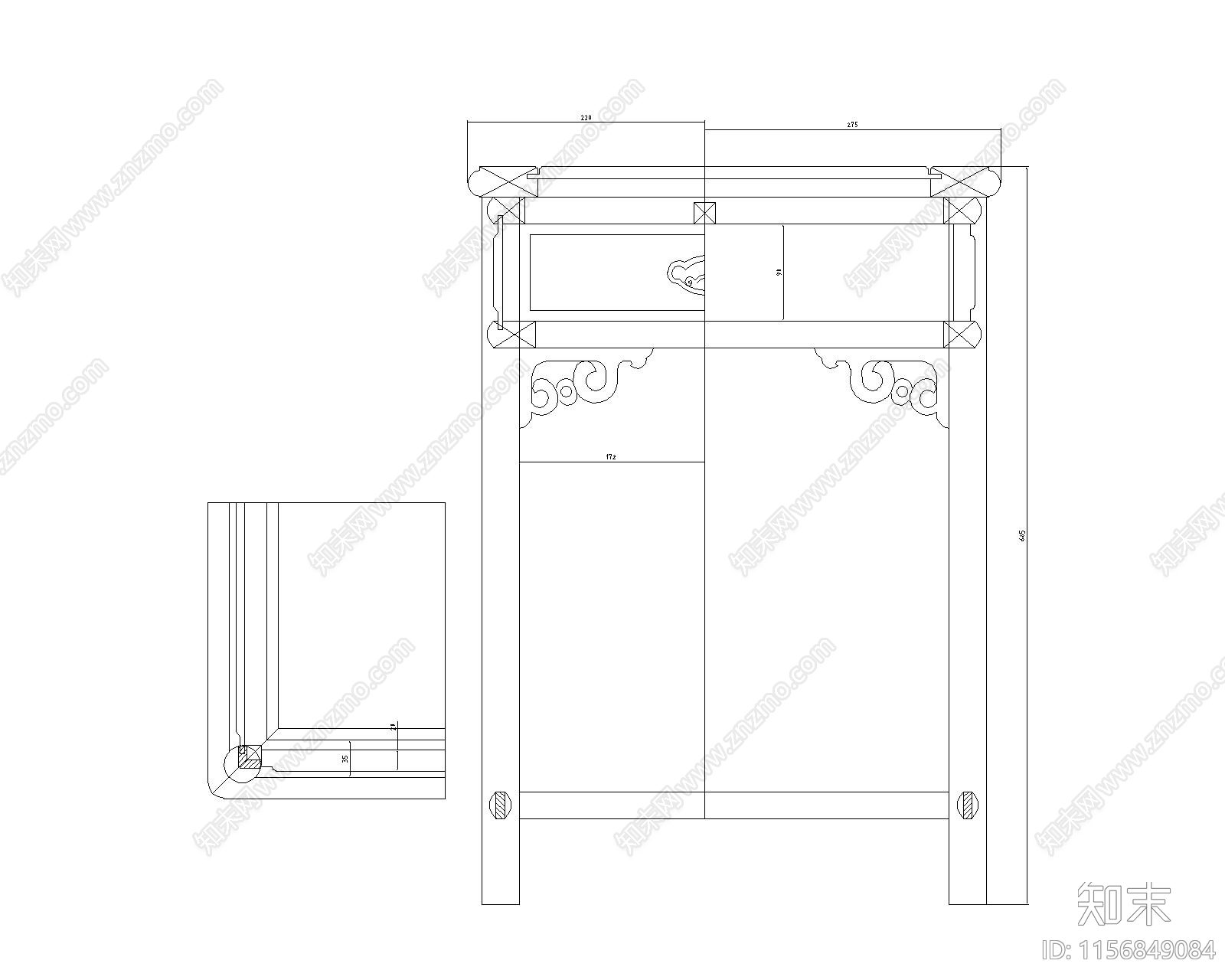 红木宫廷椅cad施工图下载【ID:1156849084】