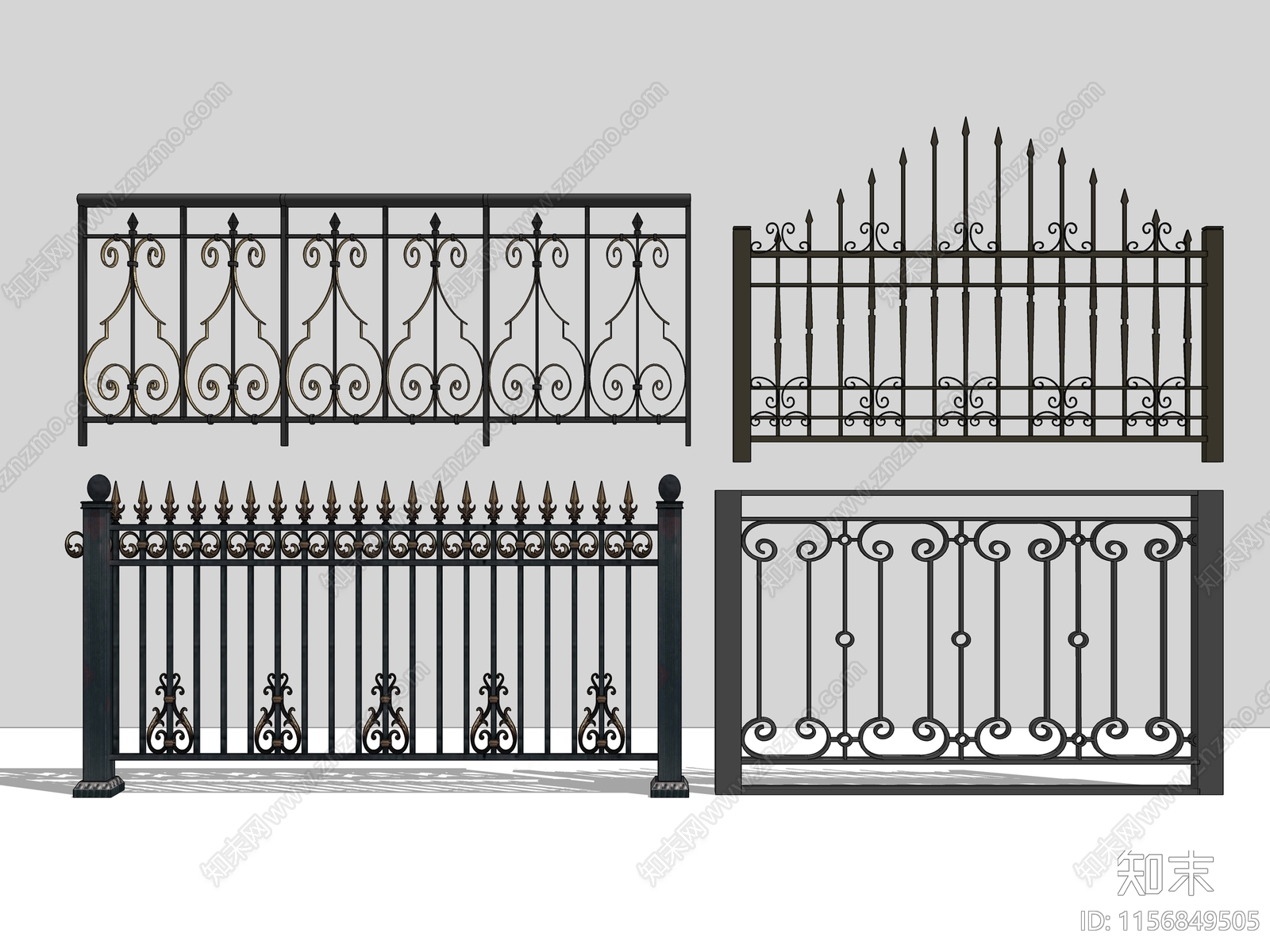 欧式风格铁艺栏杆SU模型下载【ID:1156849505】