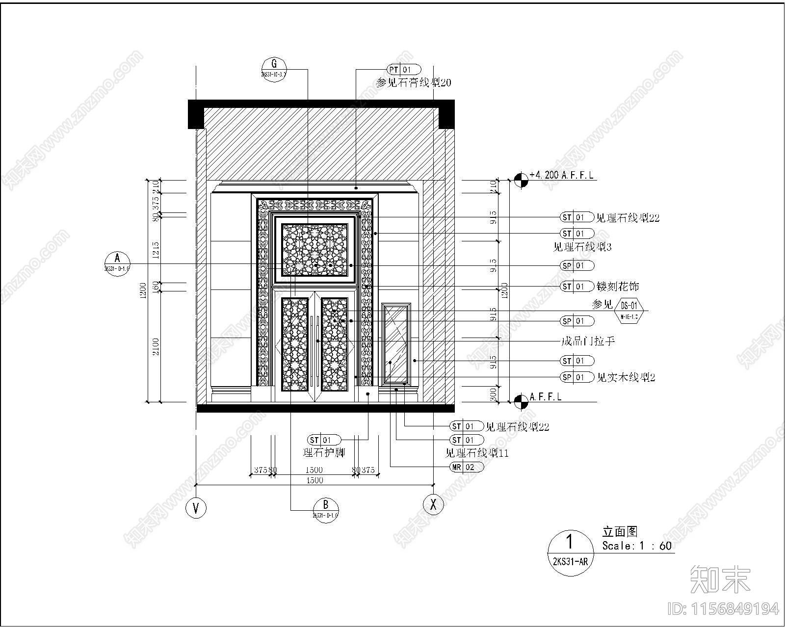 酒店宾馆电梯室cad施工图下载【ID:1156849194】