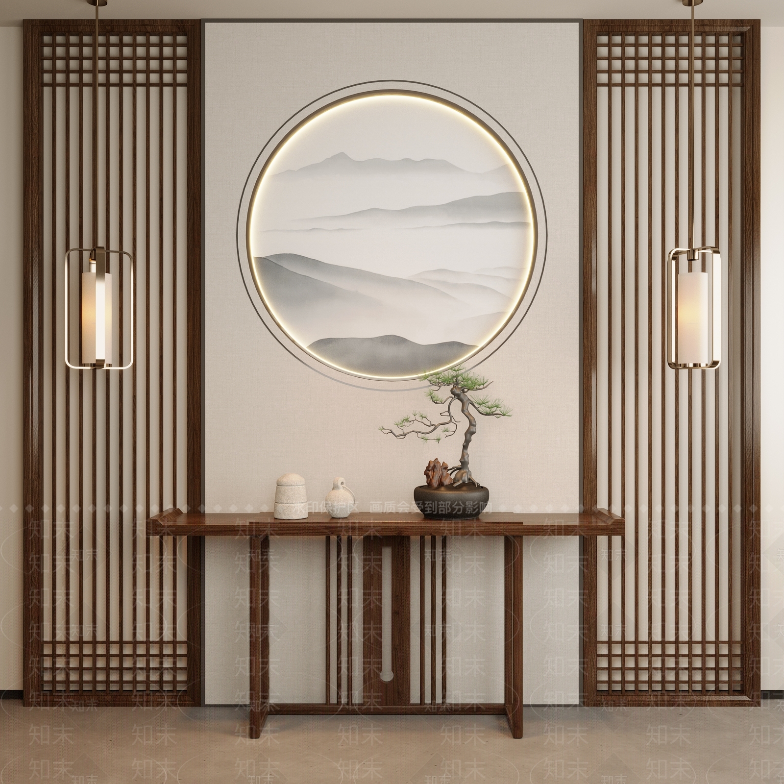 新中式条案3D模型下载【ID:1156851837】