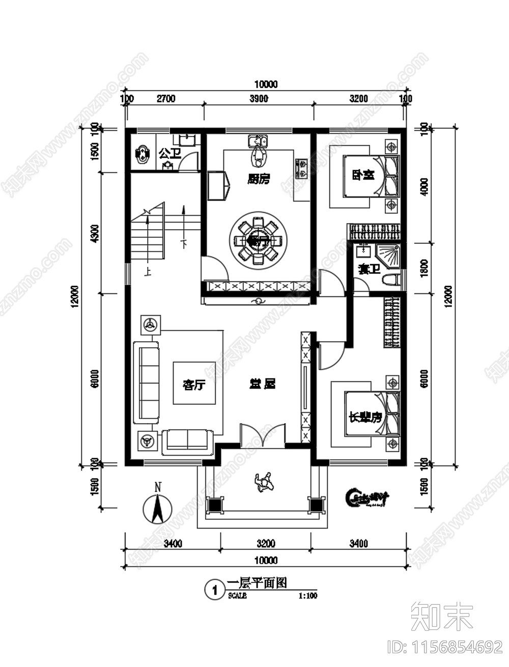 农村自建房120平米面宽10米进深12米施工图下载【ID:1156854692】