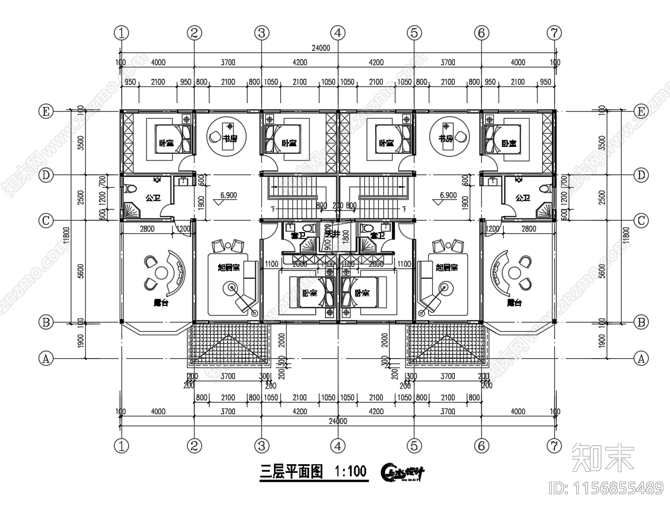 自建房面宽24米进深12米双拼施工图下载【ID:1156855489】