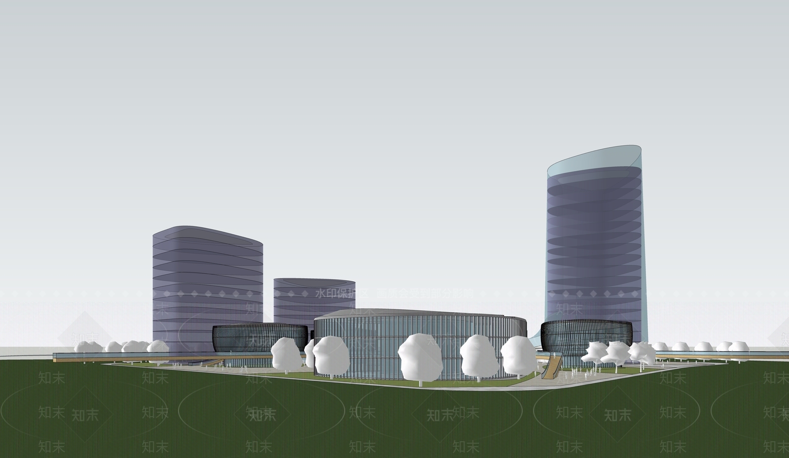 现代展览馆建筑SU模型下载【ID:1156855828】
