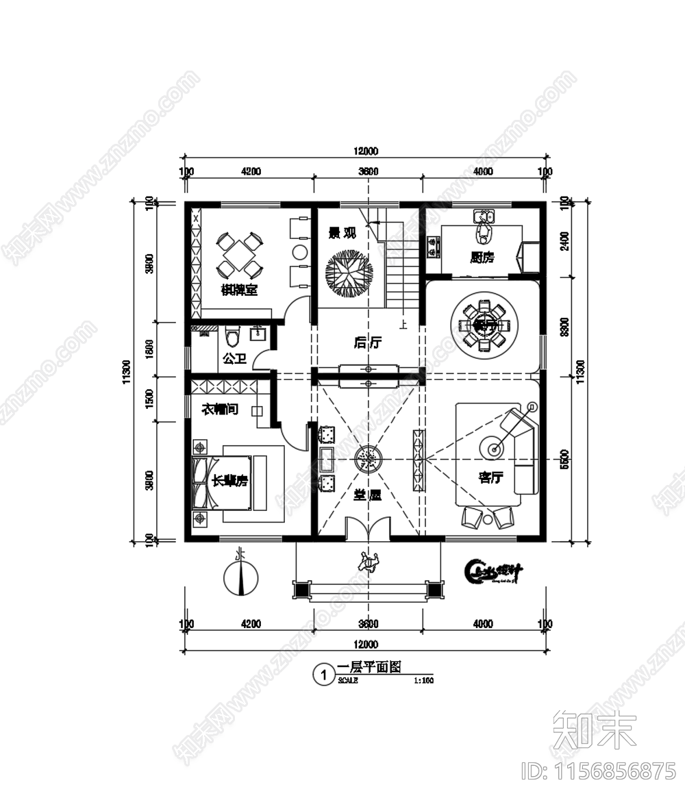 自建房面宽12米进深11米施工图下载【ID:1156856875】