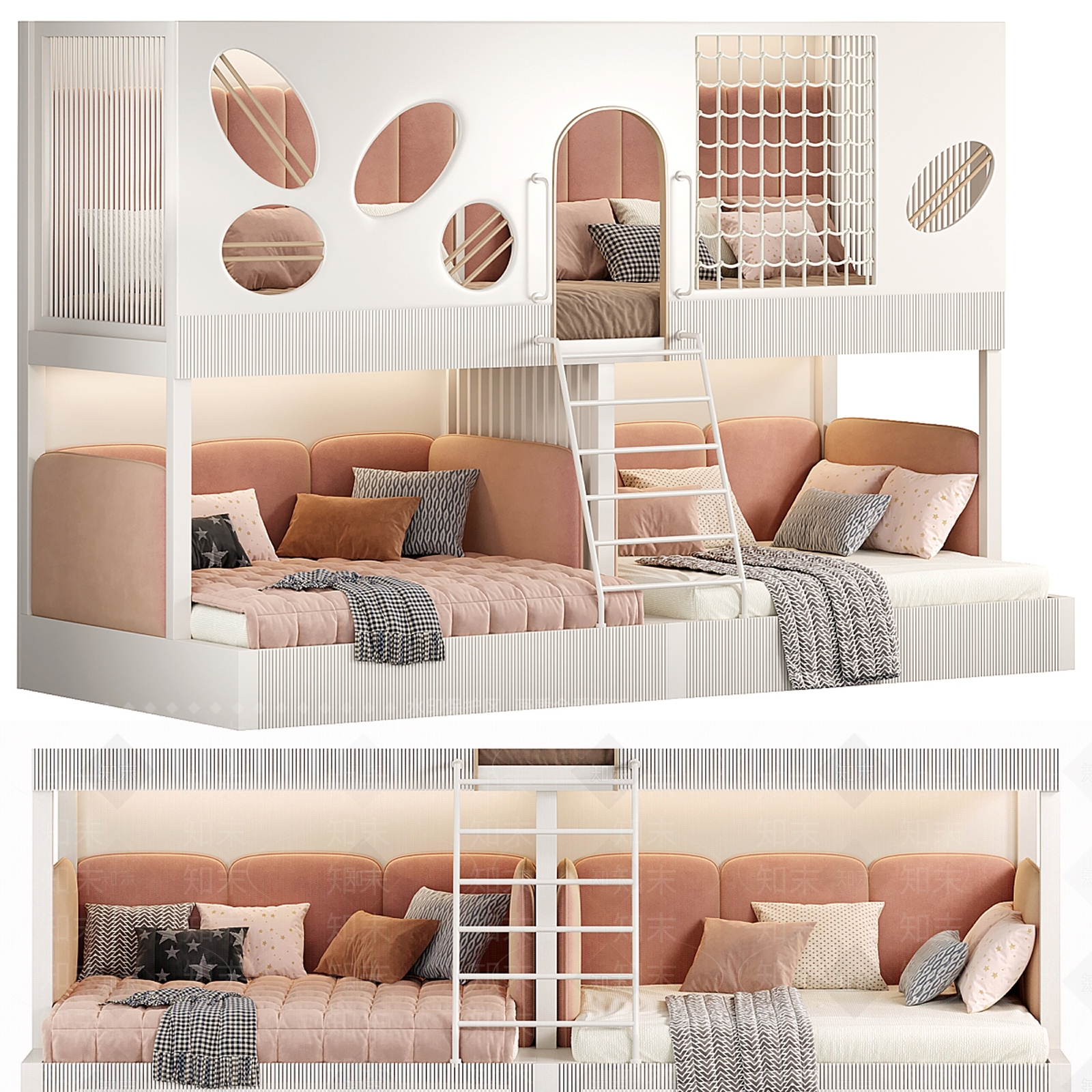 Designer现代儿童房双层床3D模型下载【ID:1156858548】