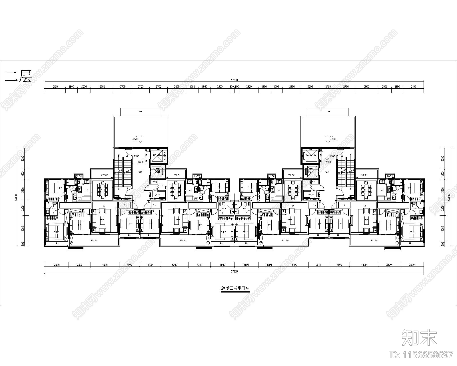 一梯两户一类高层全套图纸施工图下载【ID:1156858697】