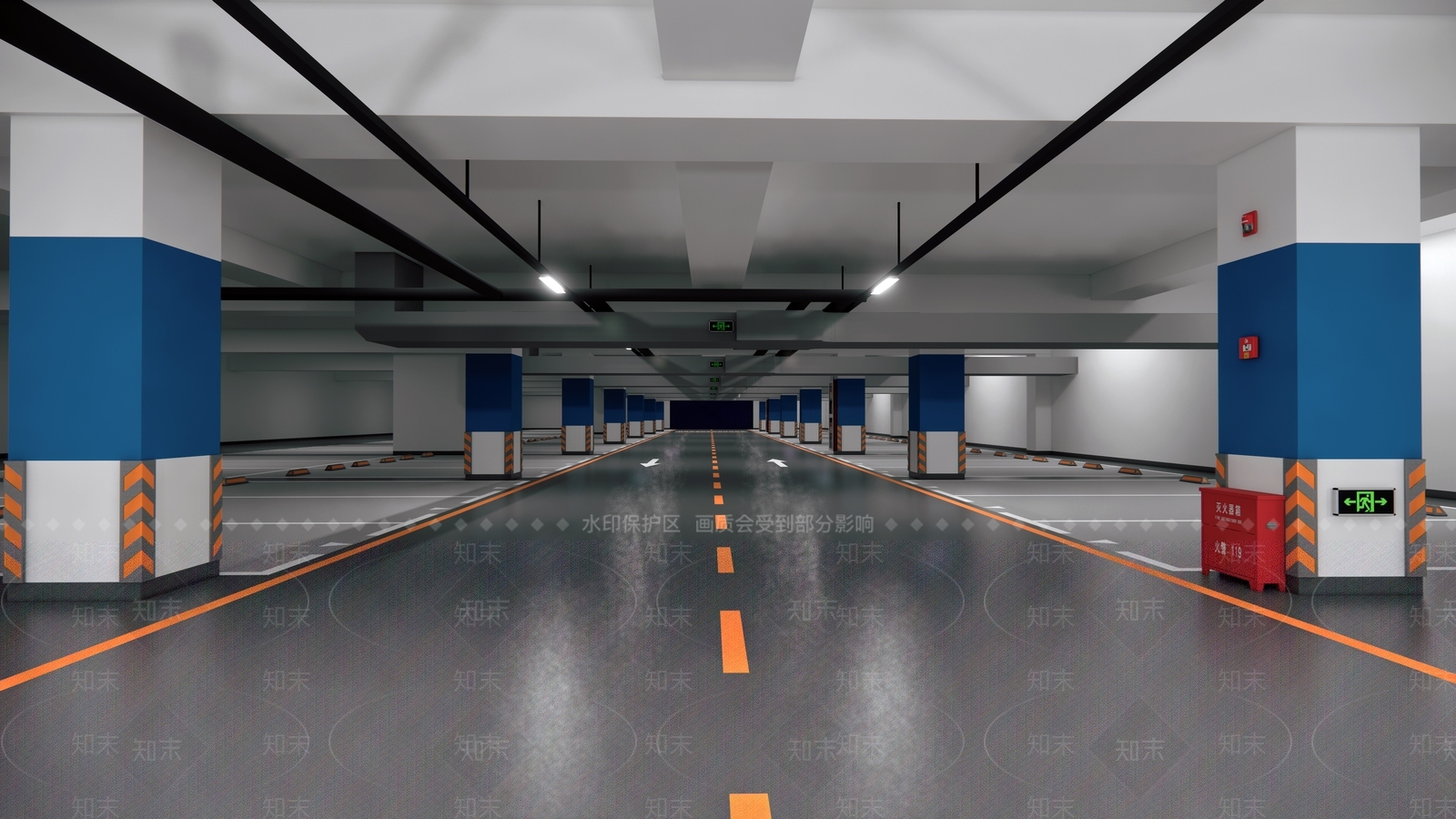 现代地下车库SU模型下载【ID:1156858961】