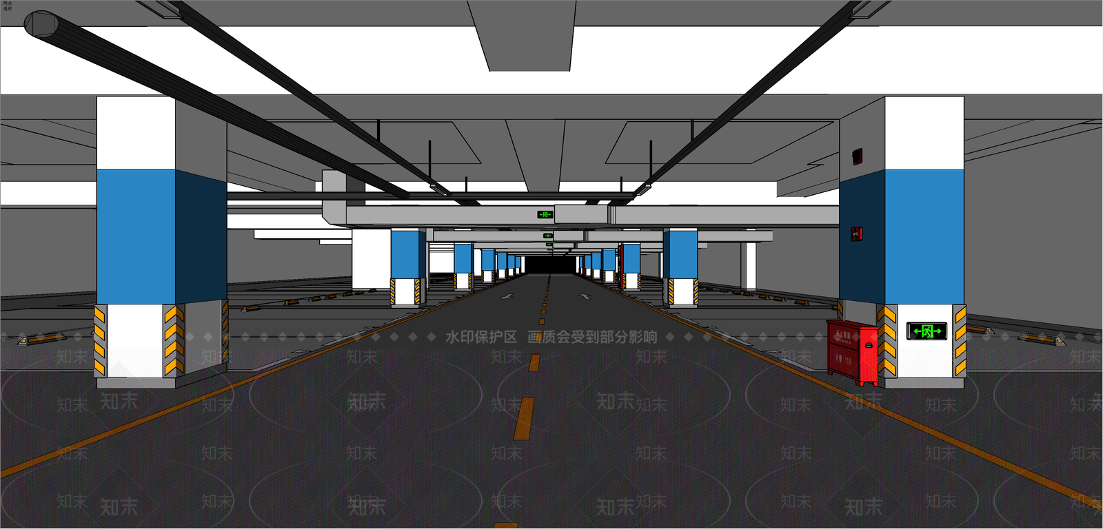现代地下车库SU模型下载【ID:1156858961】