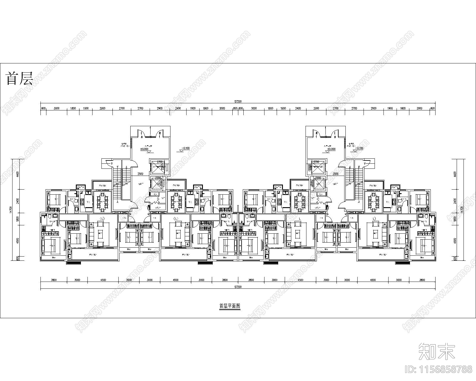 一梯两户一类高层全套图纸cad施工图下载【ID:1156858788】