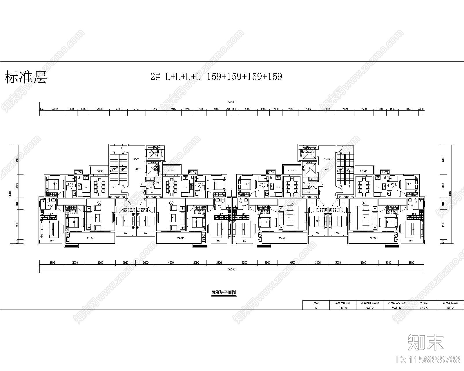 一梯两户一类高层全套图纸cad施工图下载【ID:1156858788】