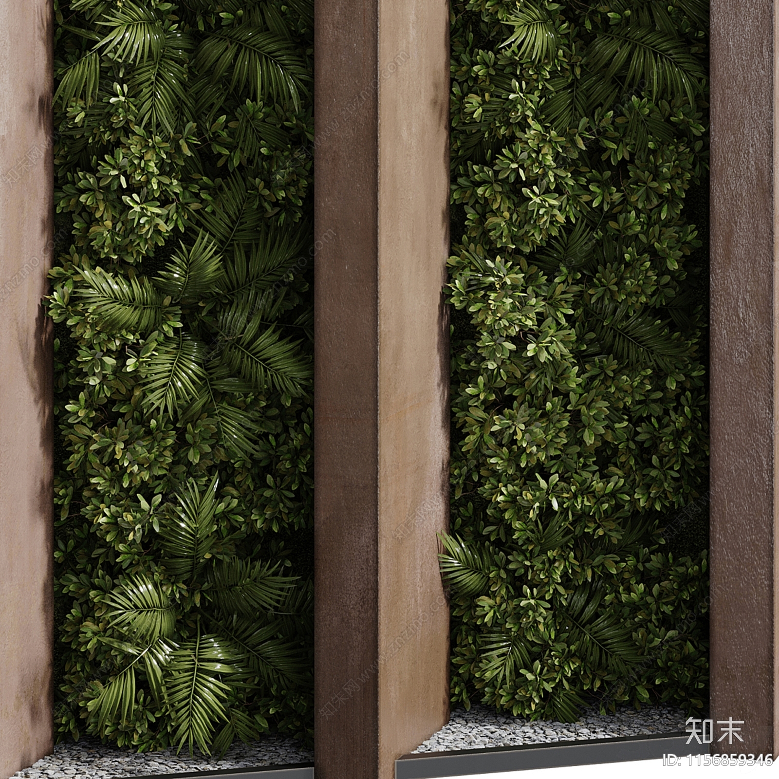 绿植墙3D模型渲染效果图
