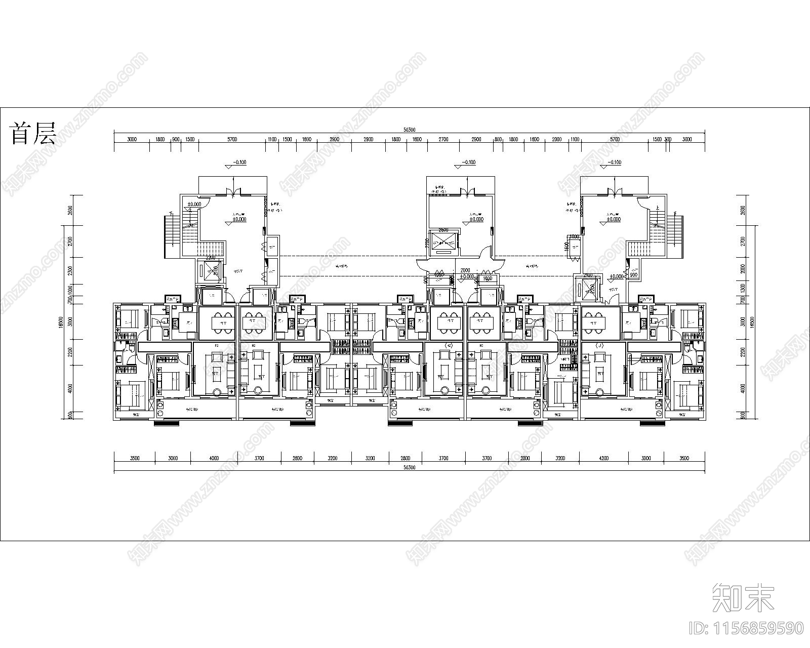 一梯五户一类高层全套图纸cad施工图下载【ID:1156859590】