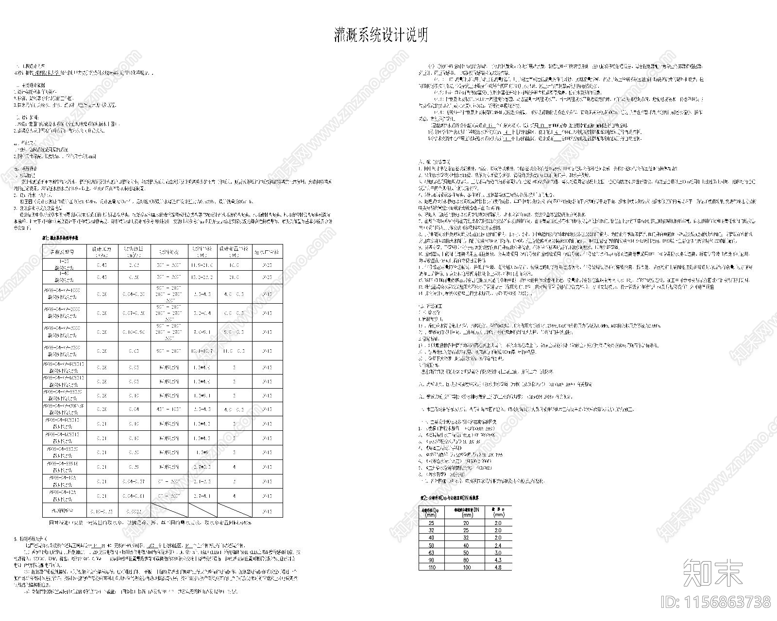 灌溉系统设计说明cad施工图下载【ID:1156863738】