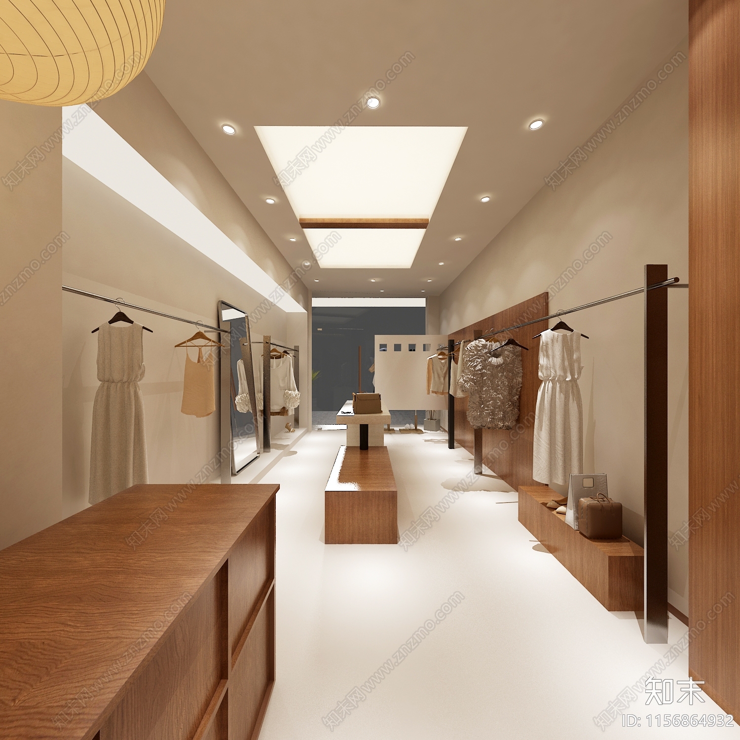 侘寂原木风服装店3D模型下载【ID:1156864932】