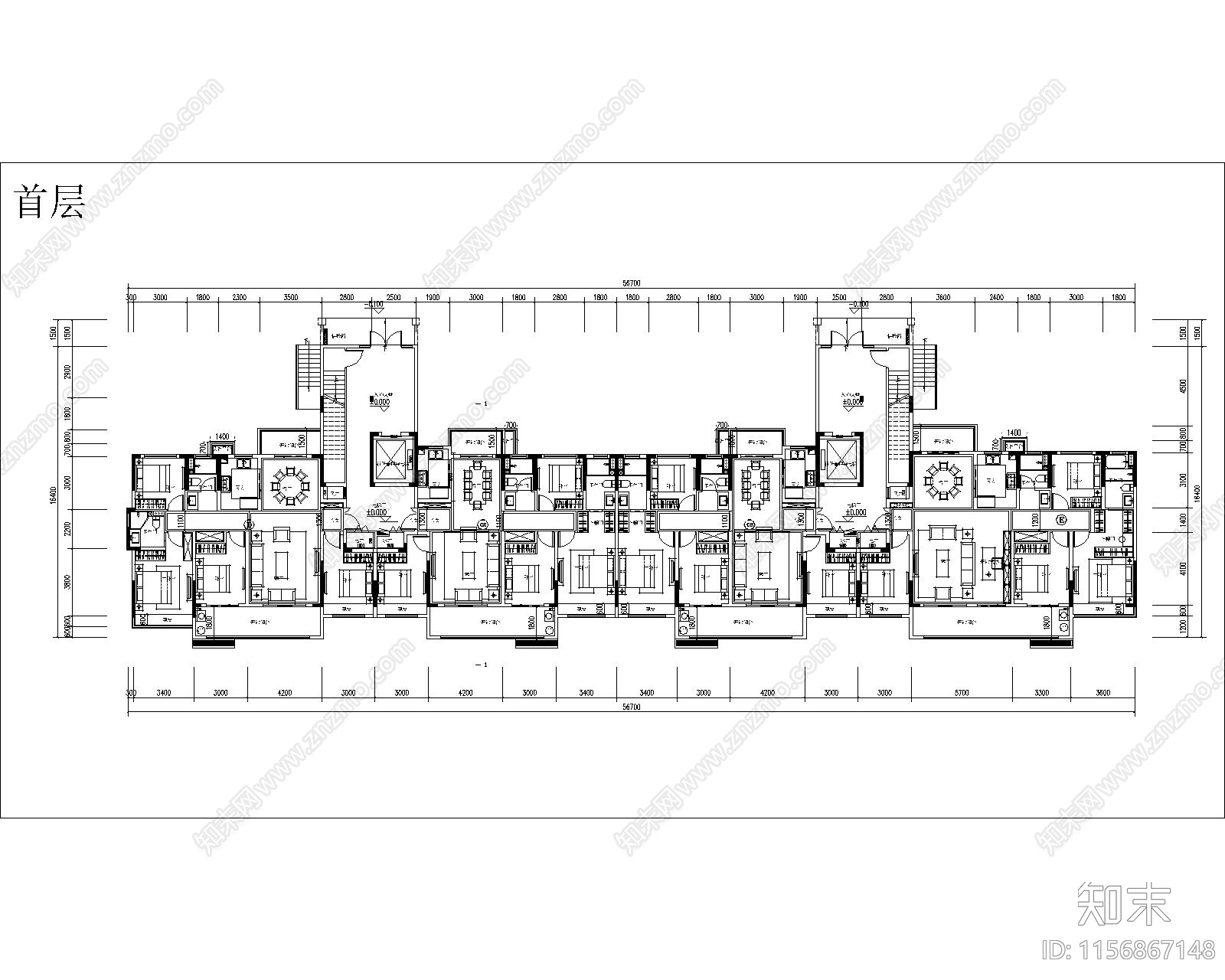 大面宽南北通洋房二类高层施工图下载【ID:1156867148】