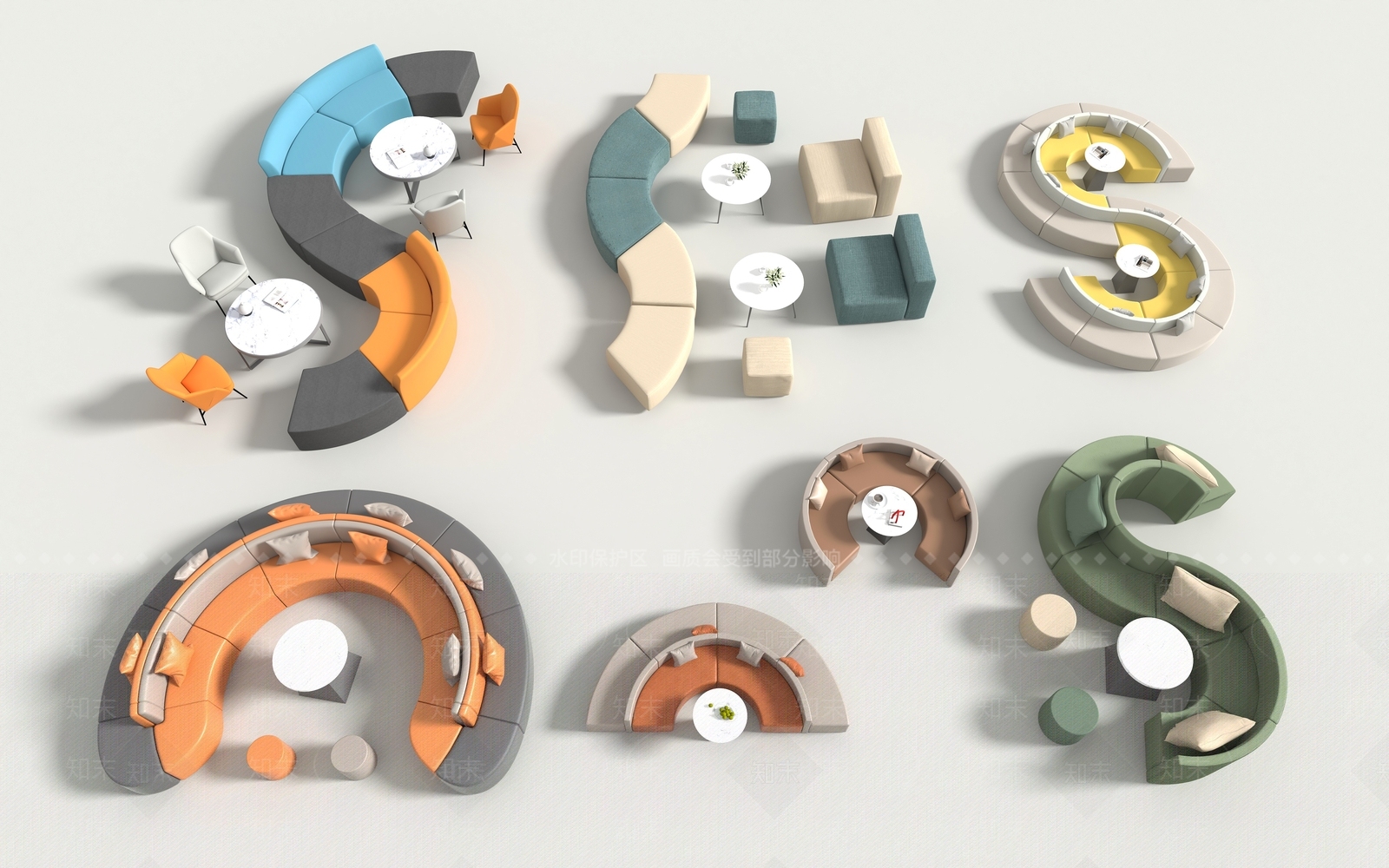 现代商场沙发组合3D模型下载【ID:1156867491】