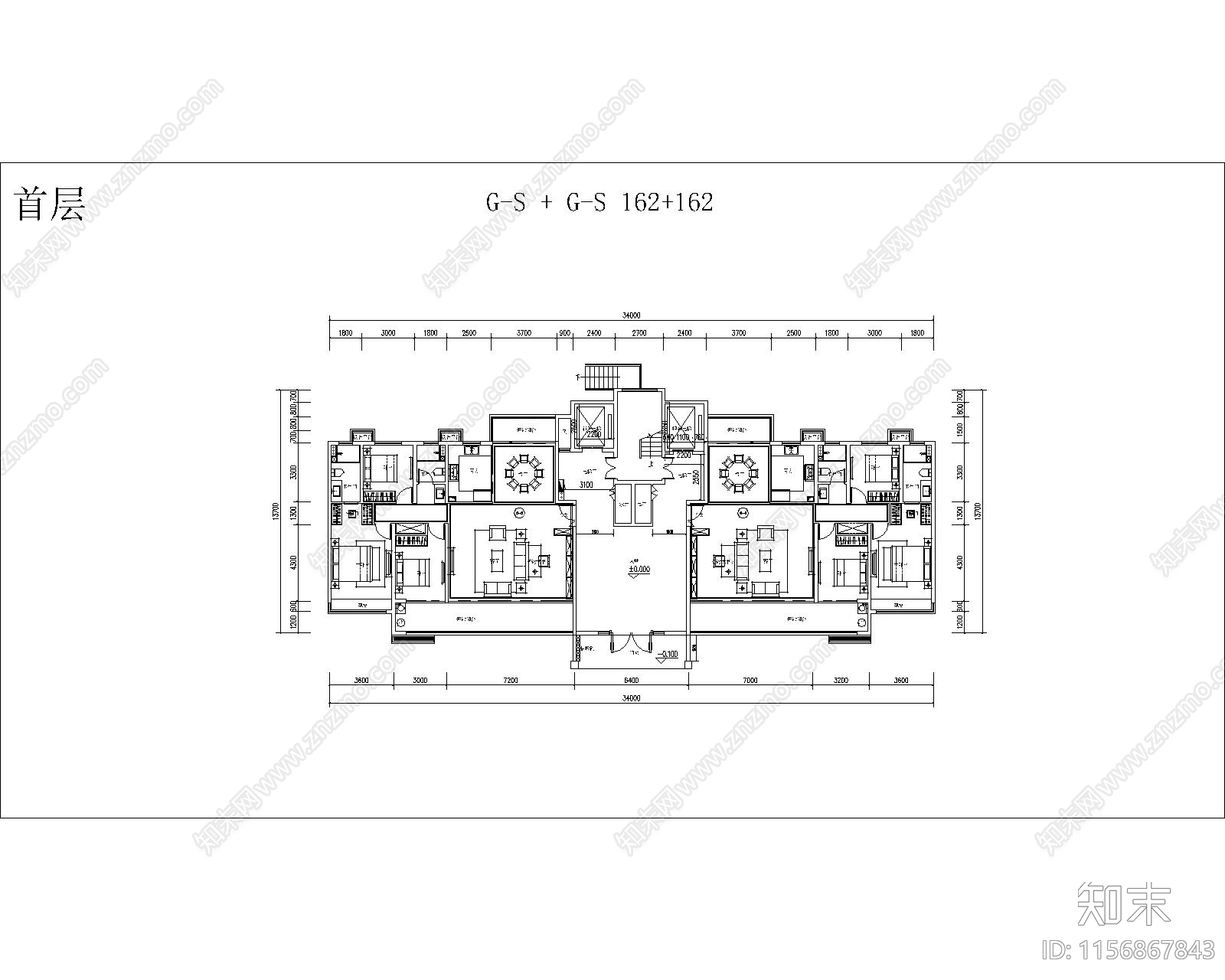 185大面宽南北通洋房全套建筑平面施工图下载【ID:1156867843】