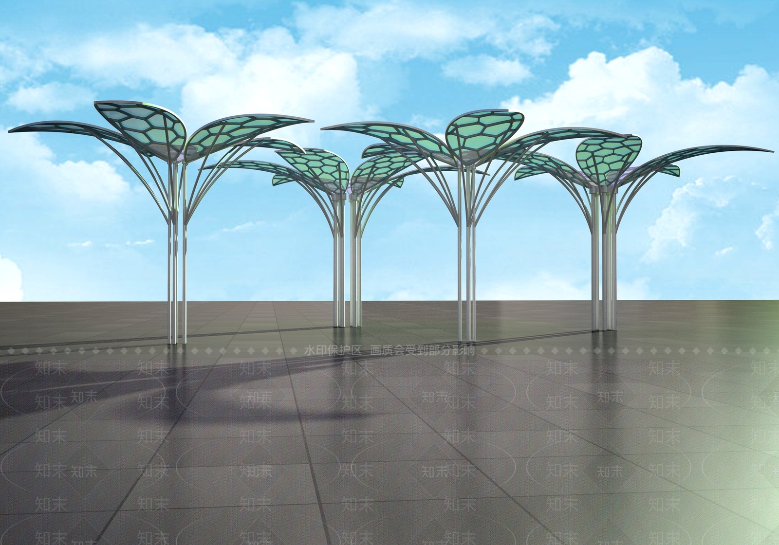 现代景观廊架3D模型下载【ID:1156870430】