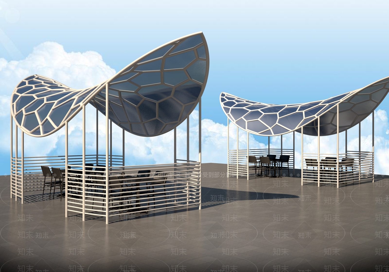 现代景观廊架3D模型下载【ID:1156870484】
