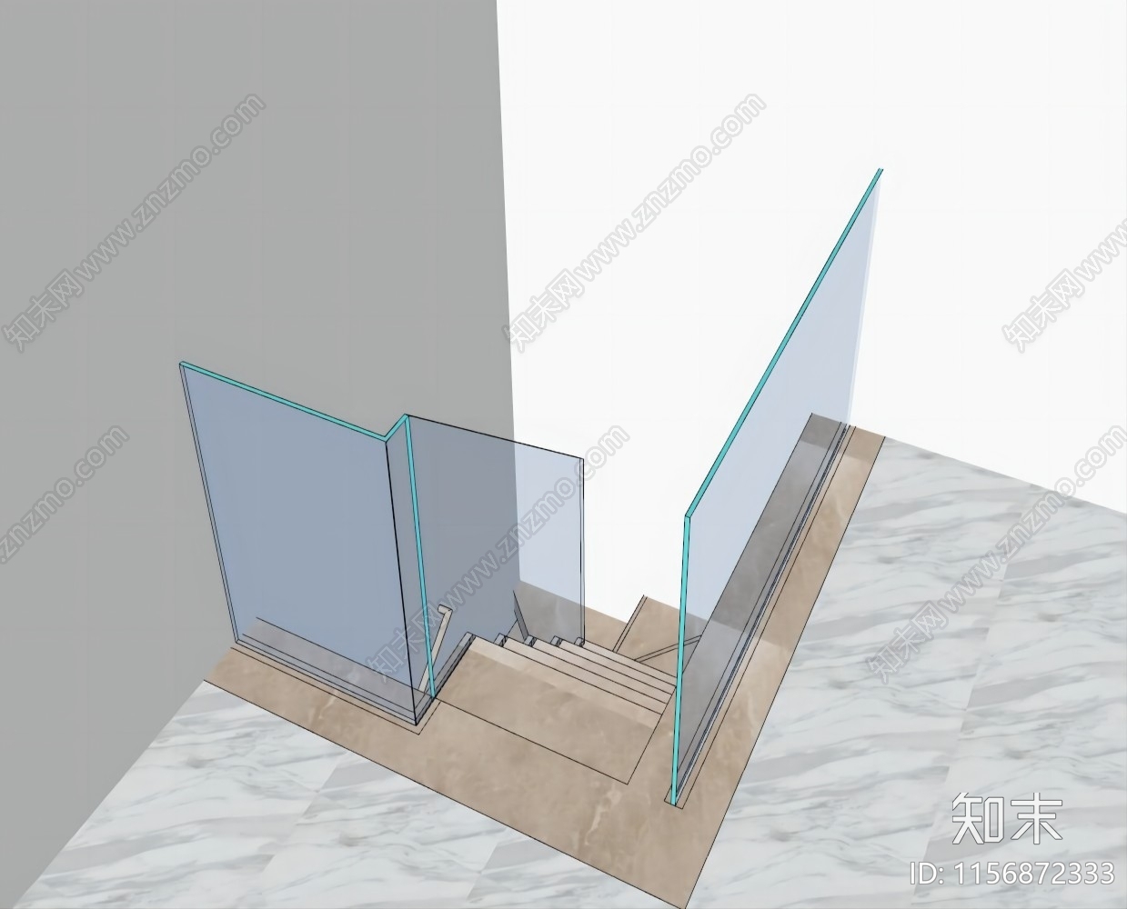现代楼梯间SU模型下载【ID:1156872333】