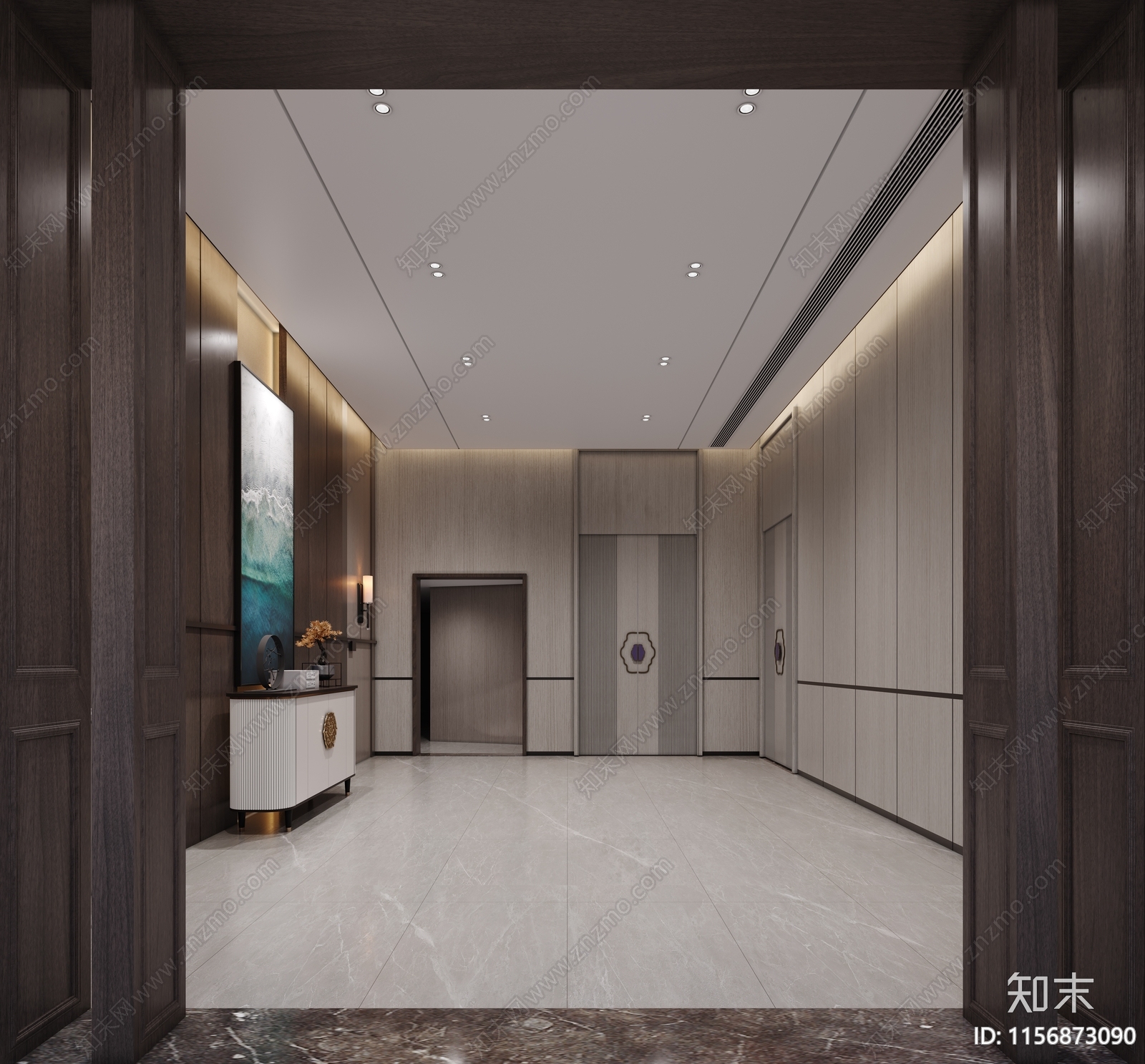 新中式公司接待大厅3D模型下载【ID:1156873090】