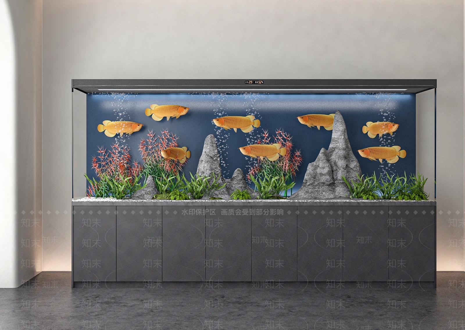 现代鱼缸水族3D模型下载【ID:1156877134】