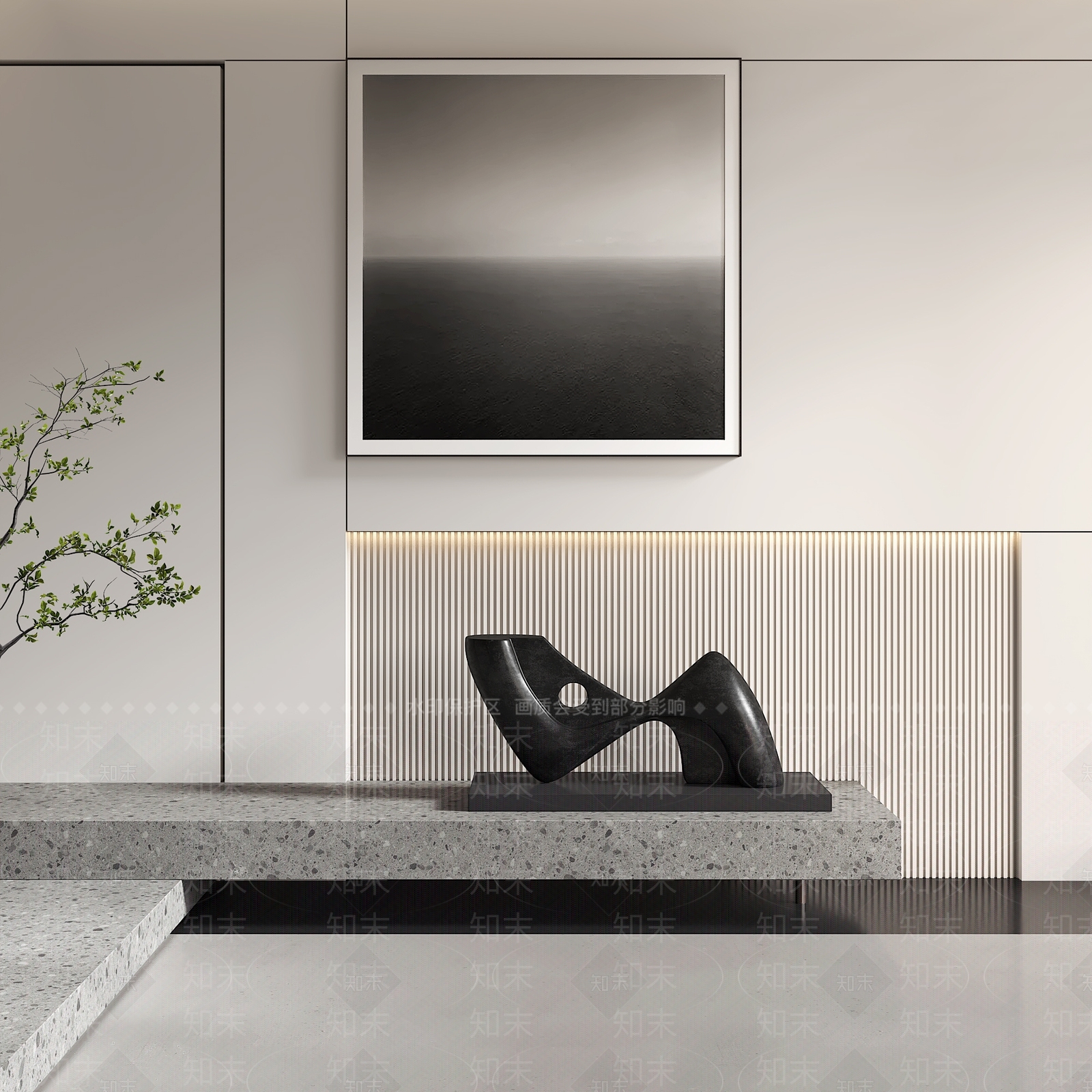 现代抽象深色雕塑摆件SU模型下载【ID:1156878253】