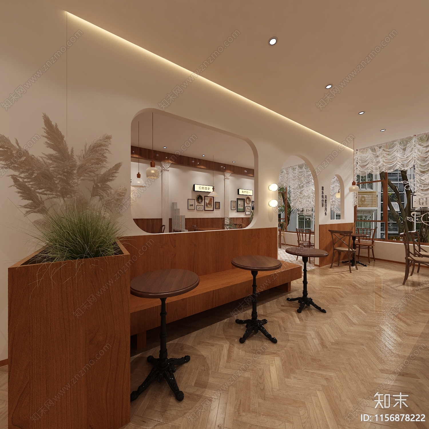 美式原木复古西餐厅3D模型下载【ID:1156878222】