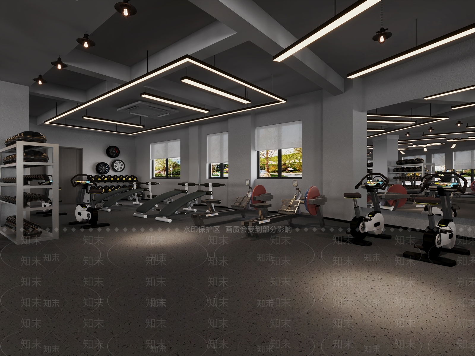 工业风健身房3D模型下载【ID:1156880139】